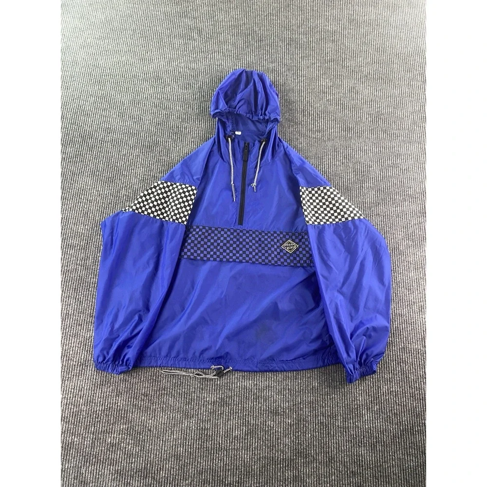 Ocean Pacific Jacket Boys Youth Medium Blue White Black Checkered Windbreaker